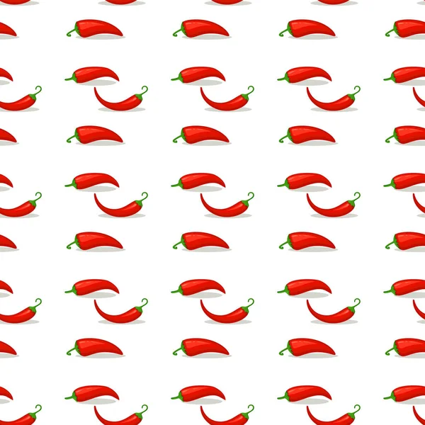 Hot chilli pepper pattern red on white — Stock Vector