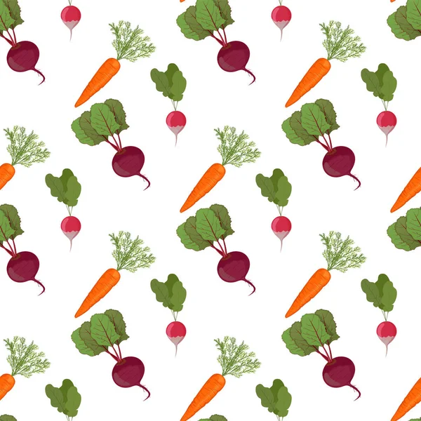 野菜との超かわいいシームレスなパターン — ストックベクタ