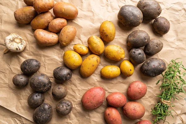 Varie varietà di patate novelle — Foto Stock