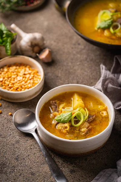 stock image Bowl of split pea soup