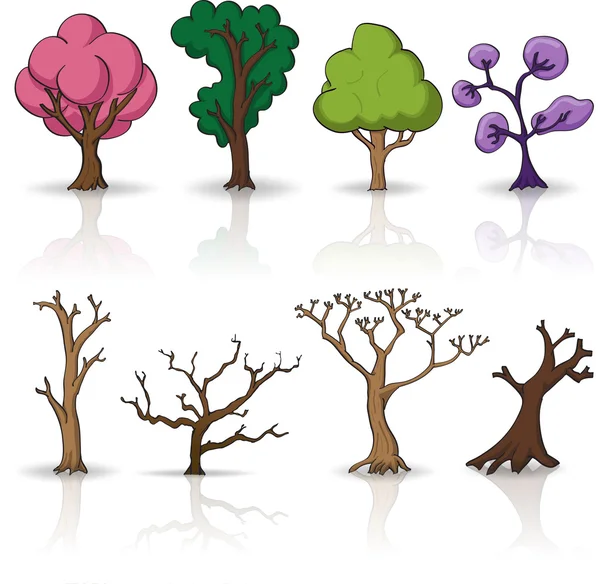 Tree with Legs Set Cartoon Style. Vector Illustration Stock Vector