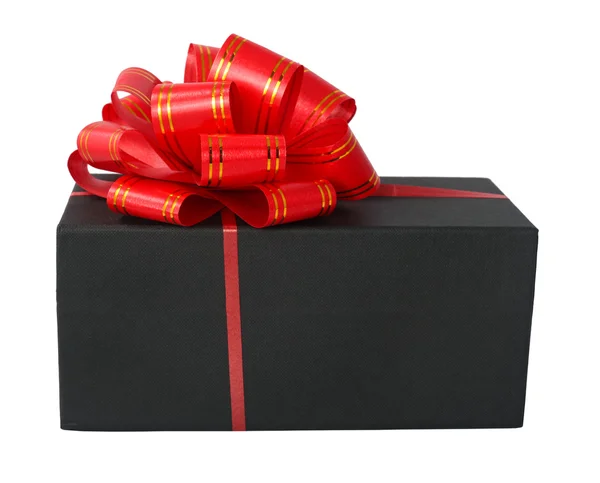 Black box with a red bow — Stock Photo, Image