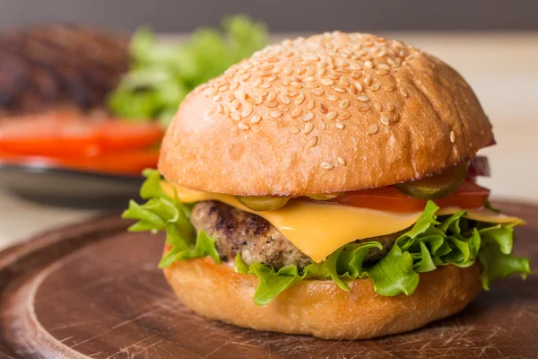 Close-up van klassieke Hamburger — Stockfoto