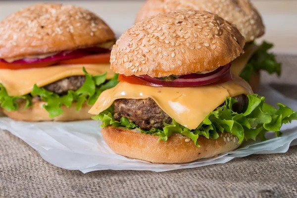 Closeup klasický Burger — Stock fotografie