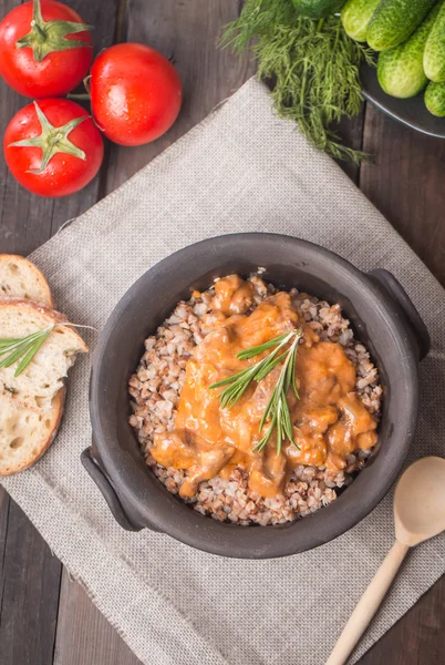 Buckwheat with meat — Stock Photo, Image