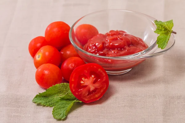 Rajčatová omáčka, gaspacho, kečup — Stock fotografie