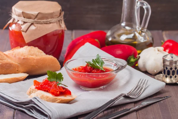 Appetizer of marinated red pepper — Stock Photo, Image