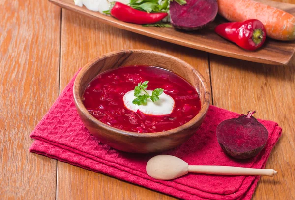 Soup with red beets — Stock Photo, Image