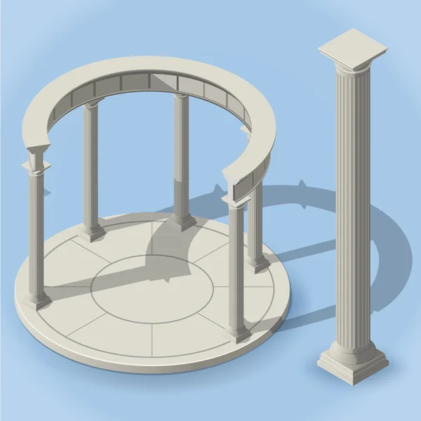 Rotunda monopteros antigos isométricos —  Vetores de Stock