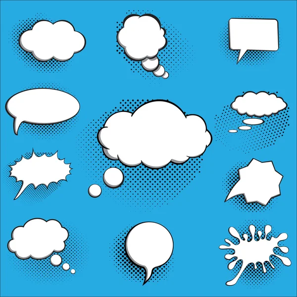 Comic bubbles and elements with halftone shadows. — Stock Vector