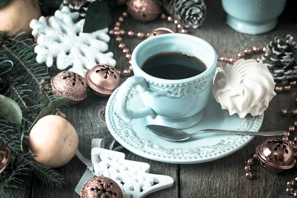 Weihnachten Urlaub Hintergrund mit Kaffeetasse — Stockfoto
