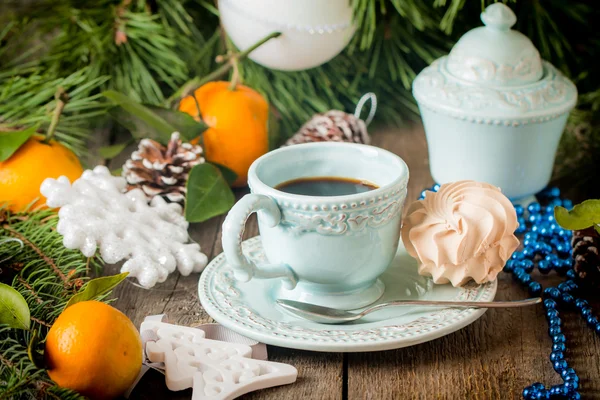 Fondo de vacaciones de Navidad con taza de café — Foto de Stock