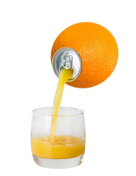Orange juice pouring from orange fruit — Stock Photo, Image