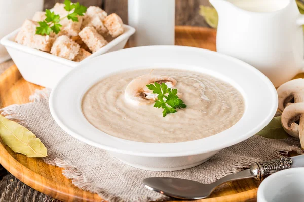 Sopa de creme de cogumelos — Fotografia de Stock