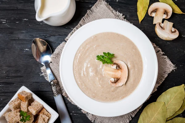 Sopa de creme de cogumelos — Fotografia de Stock