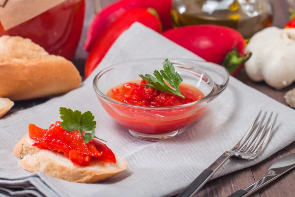 Appetizer of marinated red pepper — Stock Photo, Image