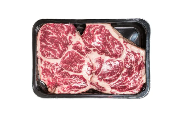 진공 패키지에 두 개의 ribeye 스테이크 — 스톡 사진