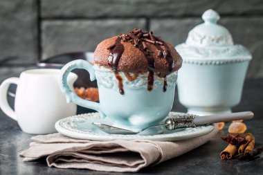 Chocolate souffle with  chocolate  clipart