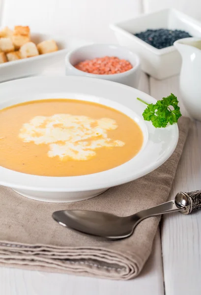 Sopa de creme de lentilha vegetariana — Fotografia de Stock