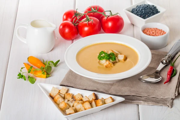 Vegetarian lentil cream soup — Stock Photo, Image