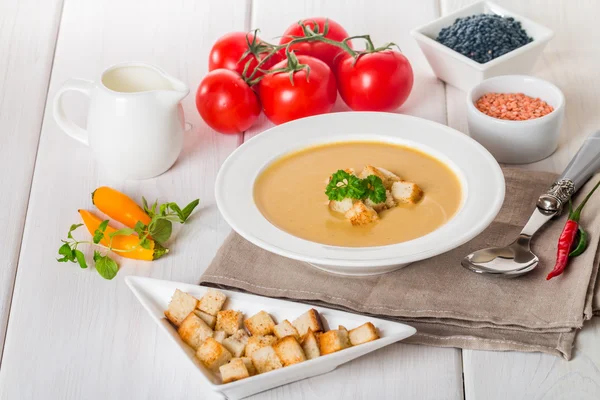 Sopa de creme de lentilha vegetariana — Fotografia de Stock