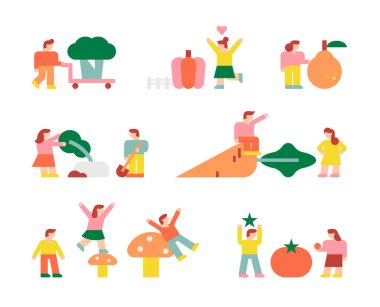 Sebzelerin ve bahçeciliğin vektör simgeleri