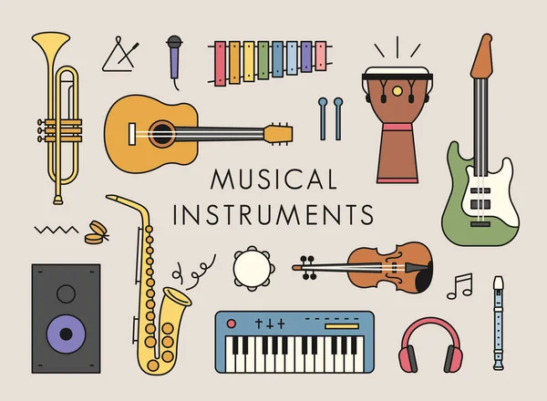 Différentes Configurations Instruments Illustration Vectorielle Minimale Style Design Plat — Image vectorielle