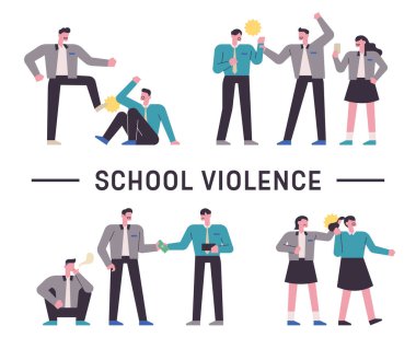 İnsanlar birbirleriyle kavga ediyor, okulda şiddet uyguluyorlar. 