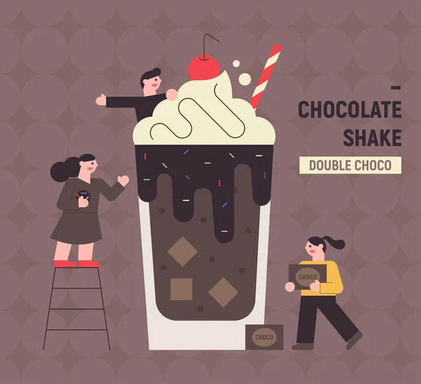 Vaso Batido Doble Doble Choco — Vector de stock