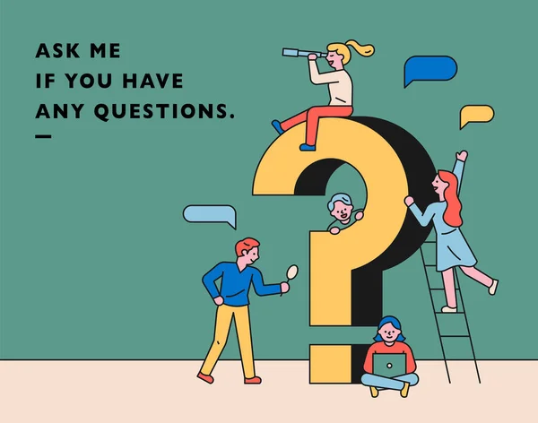 Big Question Mark Lettering Ask You Have Any Questions — Stock Vector