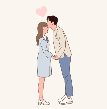 Aşık çift öpüşme vektör çizimi tasarımı