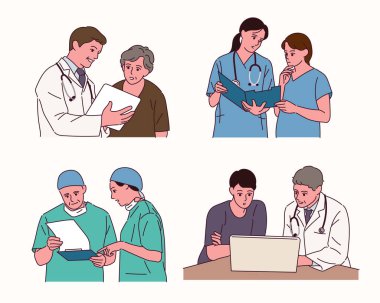İşteki doktorlar, vektör illüstrasyonu