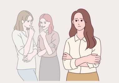 İş yerinde zorbalık yapan genç bir kadının vektör çizimi 