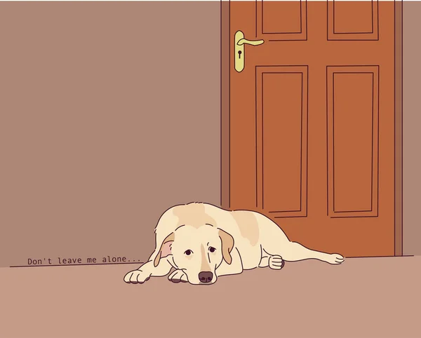 Hund Schläft Der Tür Vektor — Stockvektor