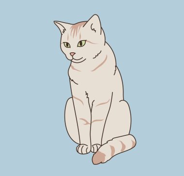 Şirin Brindled kedi. el çizimi biçim vektör tasarımı çizimleri.