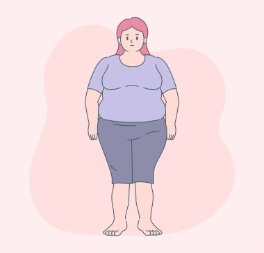 Şişman kadın. el çizimi biçim vektör tasarımı çizimleri.