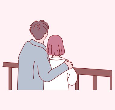 Birlikte oturan bir çiftin arka planı. el çizimi biçim vektör tasarımı çizimleri.