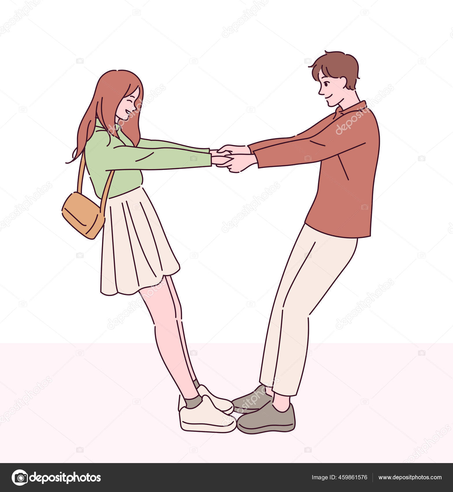 Premium Vector | Set of couple holding hands pose