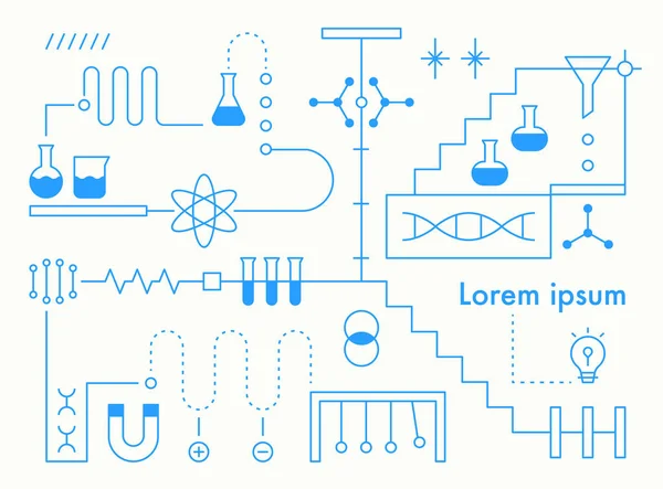 Wissenschaft Experiment Organisation Struktur Linie Infografik Design Einfache Muster Design — Stockvektor