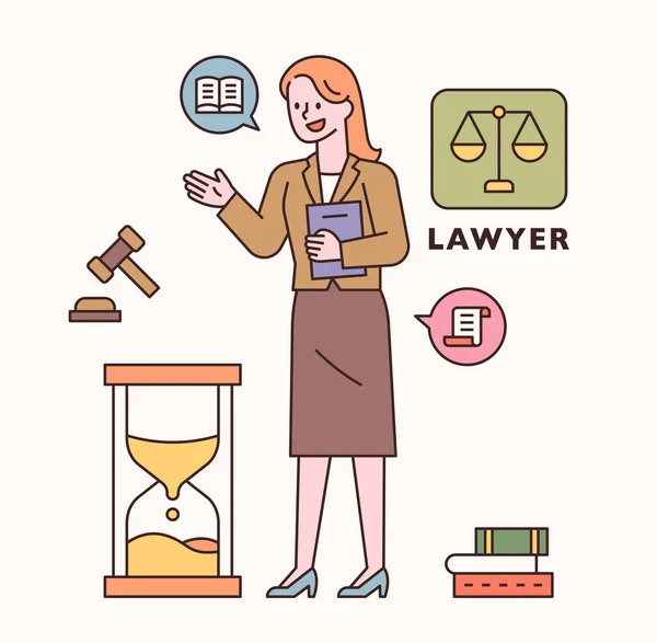 Δικηγόρος Χαρακτήρα Και Εικονίδιο Σύνολο Επίπεδη Σχεδίαση Στυλ Minimal Διανυσματική — Διανυσματικό Αρχείο
