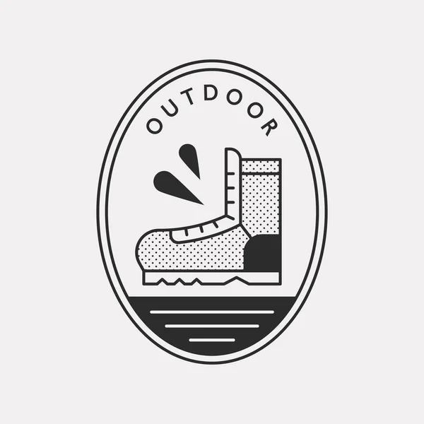Botas Livre Andando Road Cor Preta Design Hipster Ilustração Logotipo — Vetor de Stock