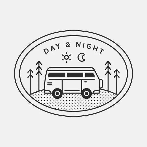 Auto Camping Illustratie Logo Voor Reizen Een Ben Black Kleur — Stockvector