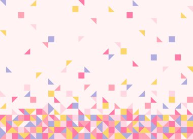 Kareler ve üçgen parçalar yavaş yavaş altına yığılıyor. Basit desen tasarım şablonu.