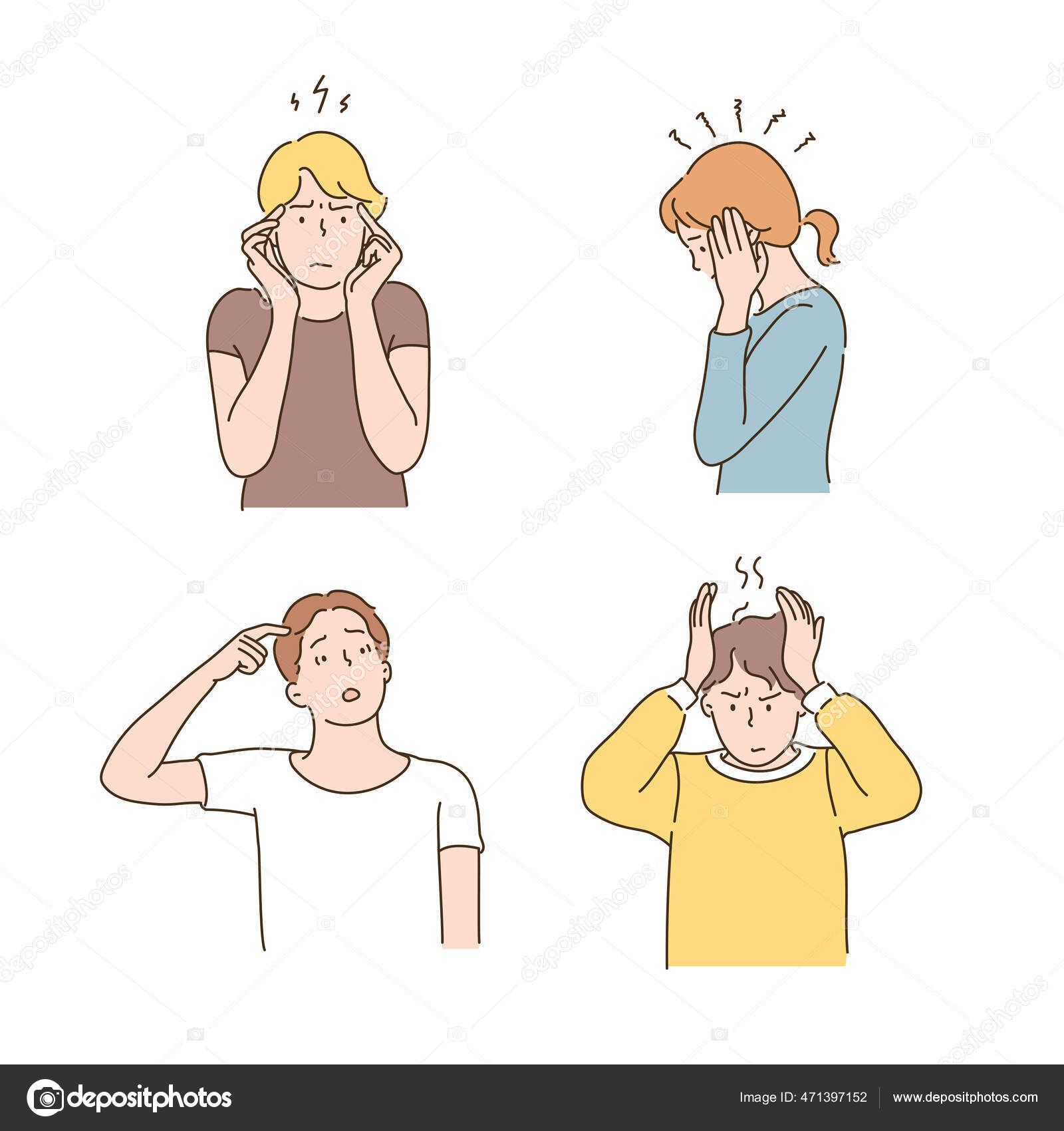 Gestures People Expressing Headache Noise Stock Vector Image by