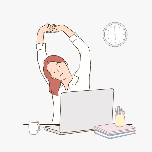 Woman Stretching Office — Stockový vektor