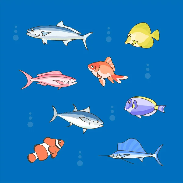 海の魚だ 手描きのベクターデザインイラスト — ストックベクタ