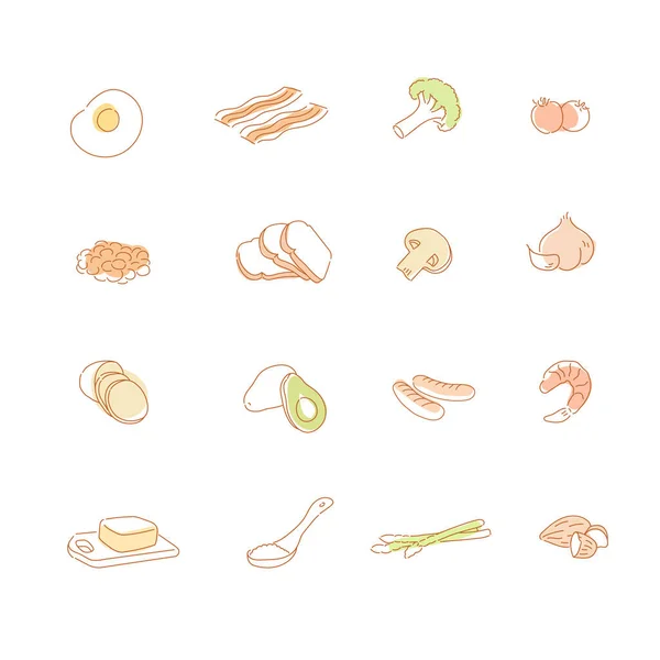 Varios Ingredientes Cocina Ilustraciones Diseño Vectores Estilo Dibujado Mano — Vector de stock