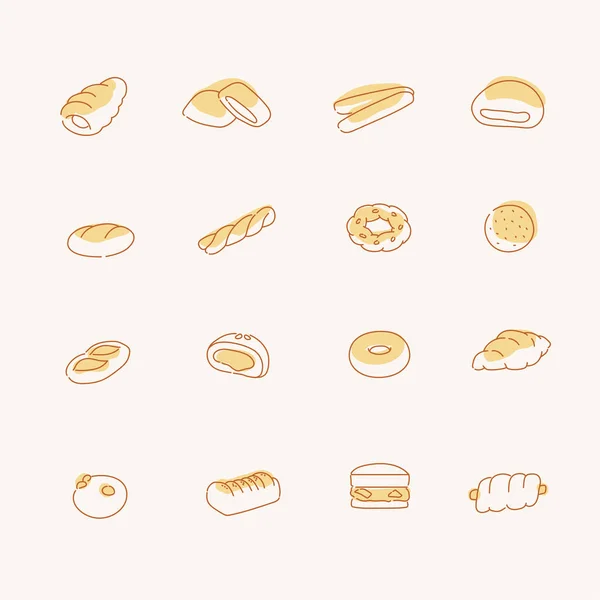 Different Types Bread Hand Drawn Style Vector Design Illustrations — Stok Vektör
