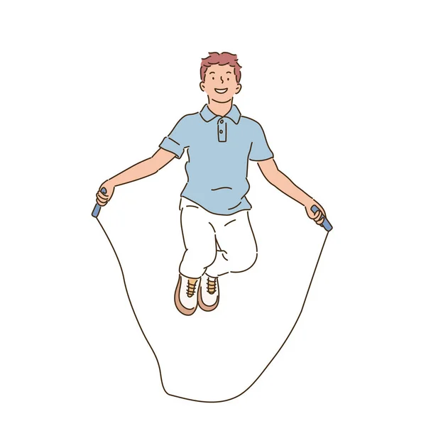 Man Jumping Rope Hand Drawn Style Vector Design Illustrations — Archivo Imágenes Vectoriales