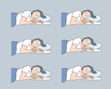 Uykusuzluk çeken bir kadın. Tekrarlanan görüntüler. el çizimi biçim vektör tasarımı çizimleri.